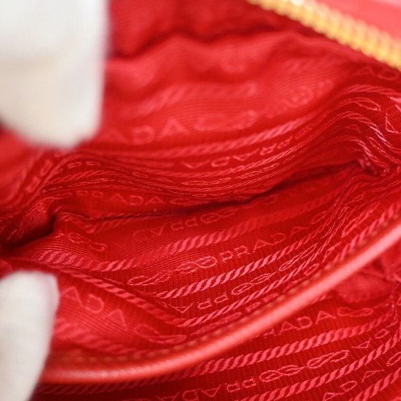 PRADA Tessuto Fiocco Bow Mini 2way Shoulder Bag Nylon Leather Rosso - Picture 11 of 15